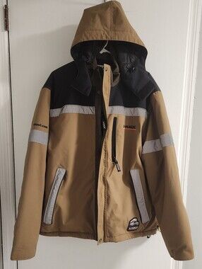 Uhaul Tan & Black Hooded Quilted Utility Jacket Size XL